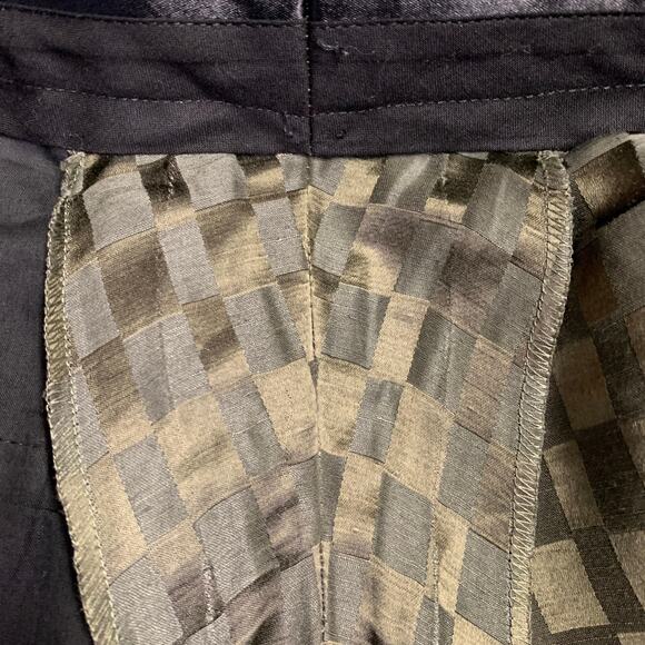 HAIDER ACKERMANN Size 32 Olive Checkered Linen Silk Cropped Casual Pants - Picture 7 of 7